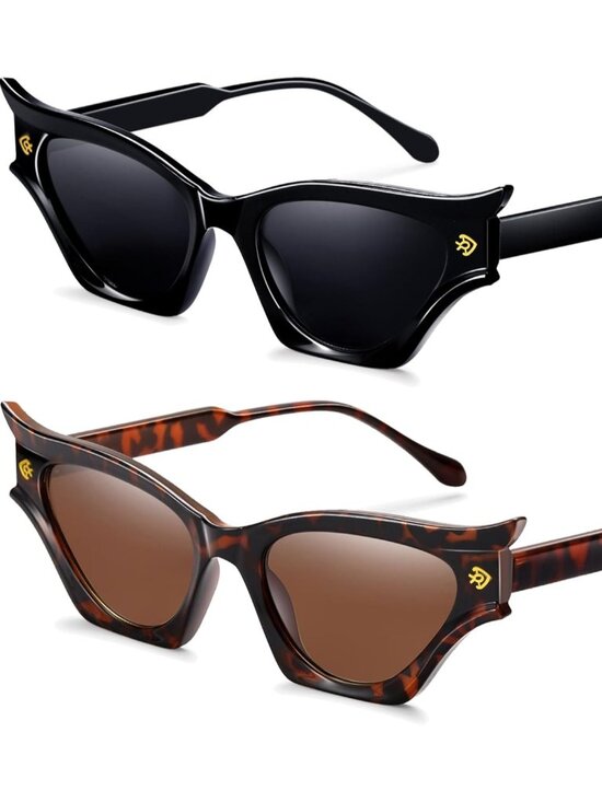 Cat Eye Sunglasses Black Women Modern Retro Style Fashion Decorative Bat Shades - Picture 1 of 6